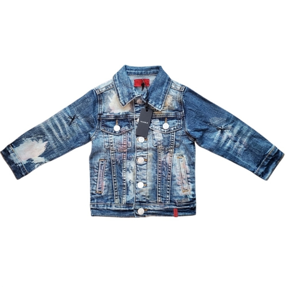 HAUS OF JR North Distressed Blue Denim Kids Jacket NWT 1-2T